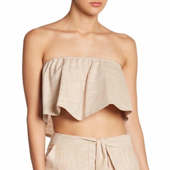 love + harmony Tops - Nordstrom Strapless Crop Tan Stripe Blouse Top NWT